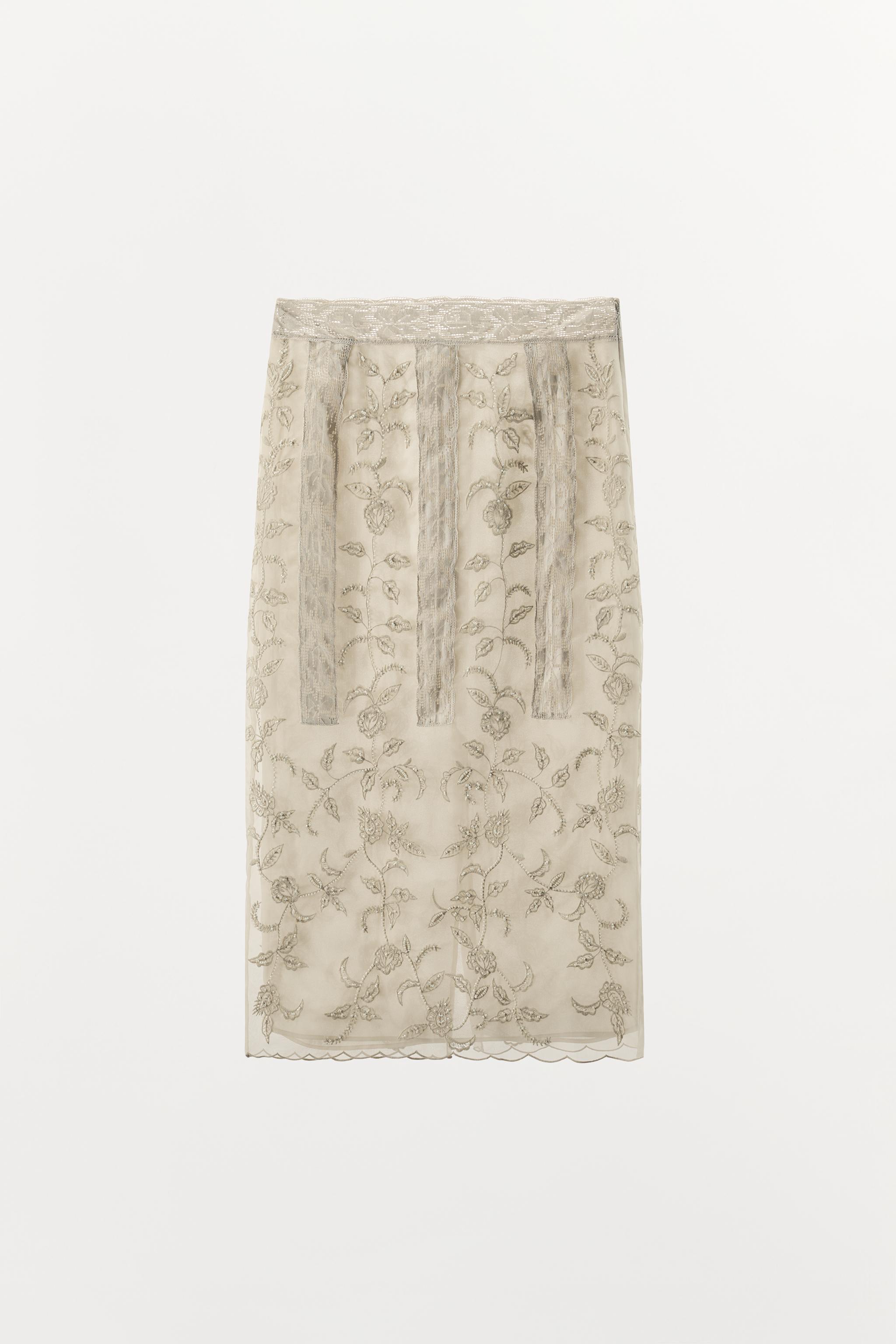 BEADED EMBROIDERED ORGANZA SKIRT